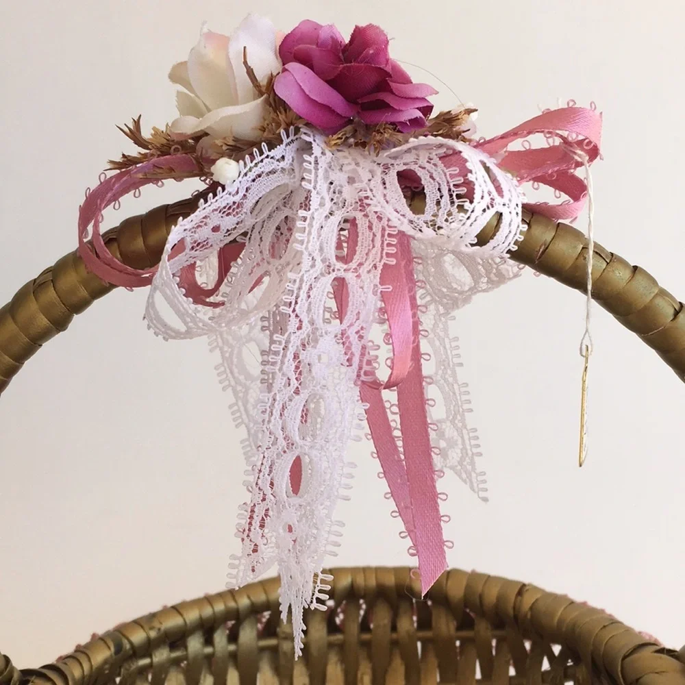Small Lace-trimmed Wicker Basket